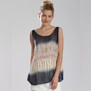 GAS Navy & Beige Ombre-Dyed Top